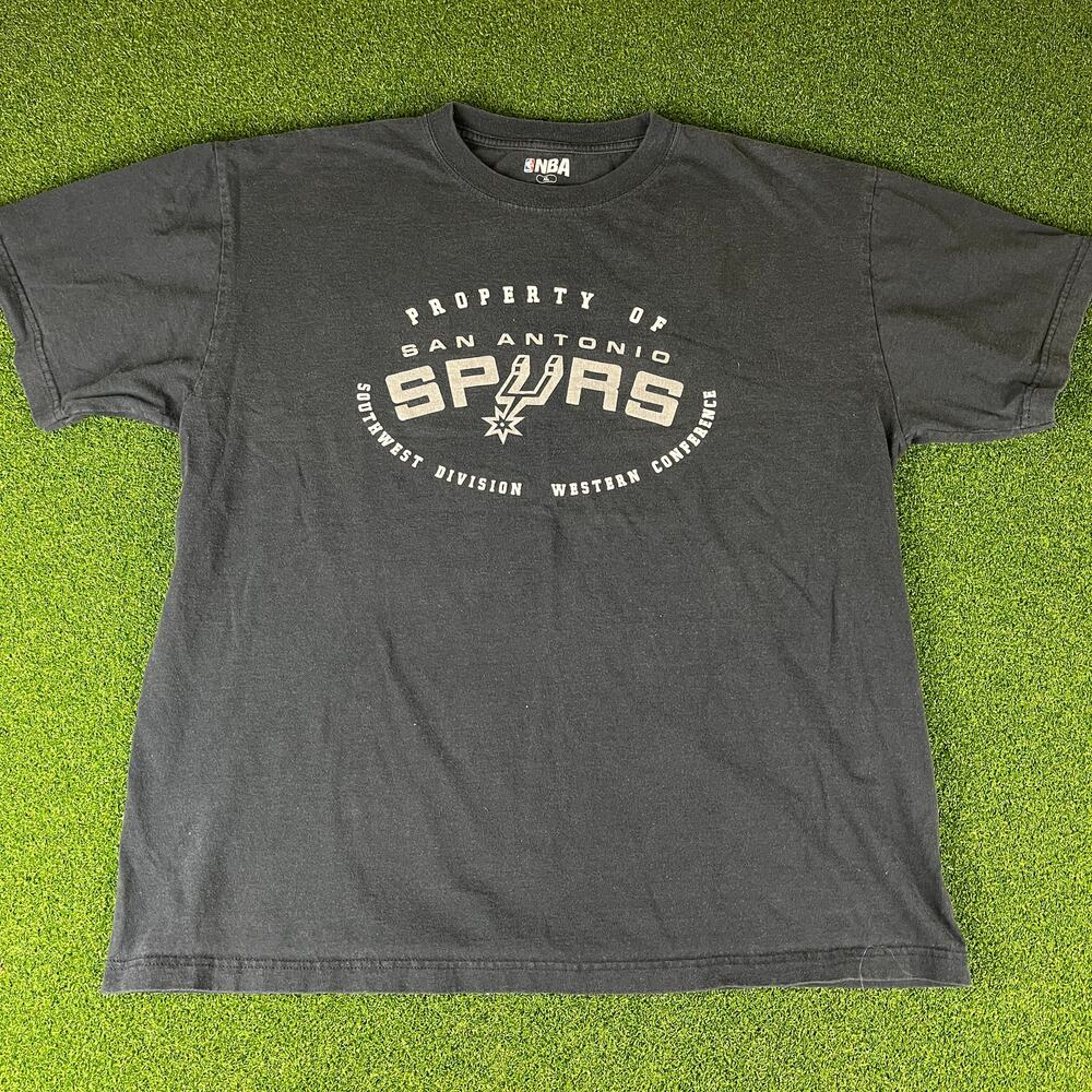 Y2K NBA San Antonio Spurs Basketball Black Graphic T-Shirt Sz XL
